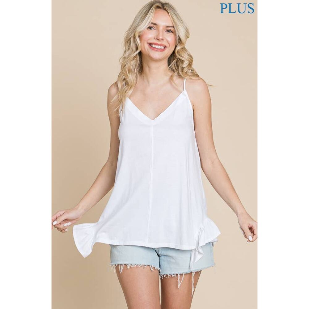 1. Plus Side Ruffle Loose Fit Cami - Picture 2 of 8